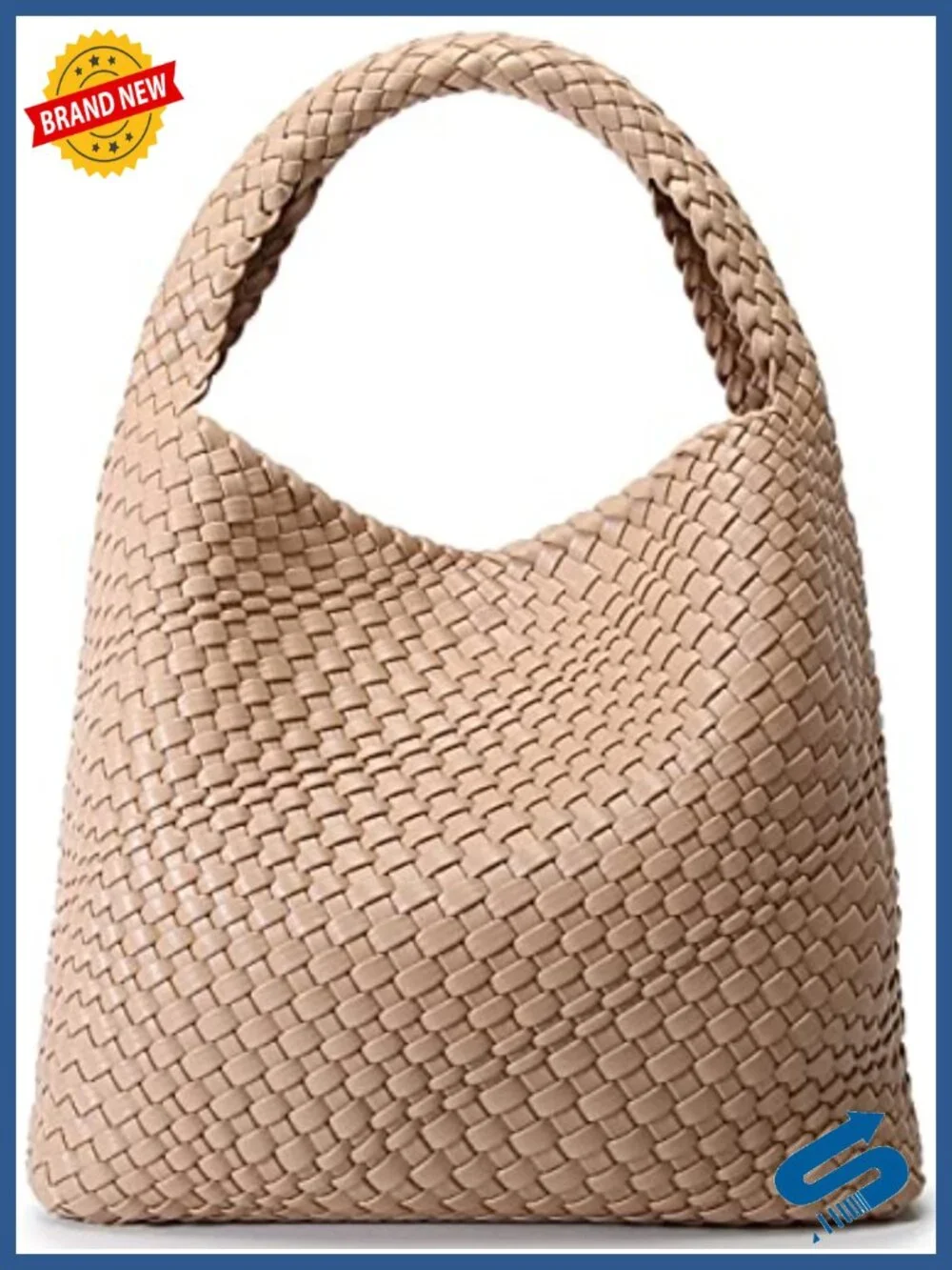 Fashion Hobo Bag Vegan Leather Top-handle Shoulder Tote Woven Purse
